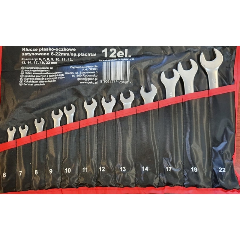 Satin Finish Combination Wrench Spanner Set 6-22mm 12pcs (Storage Roll)