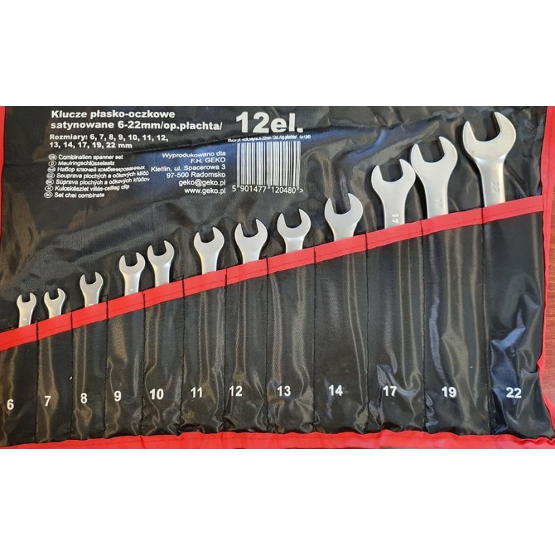 Satin Finish Combination Wrench Spanner Set 6-22mm 12pcs (Storage Roll)