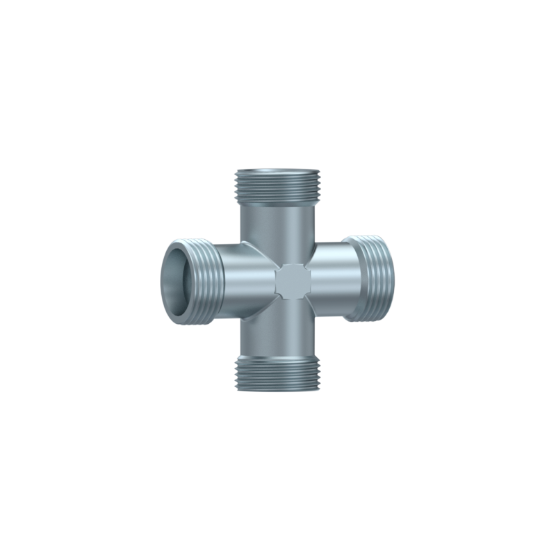 Pipe fitting (Equal cross) for 12mm pipe M18x1,5 L series Zn