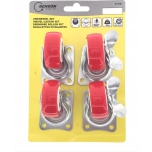 Swivel castor set 4x50mm red, 2x with break